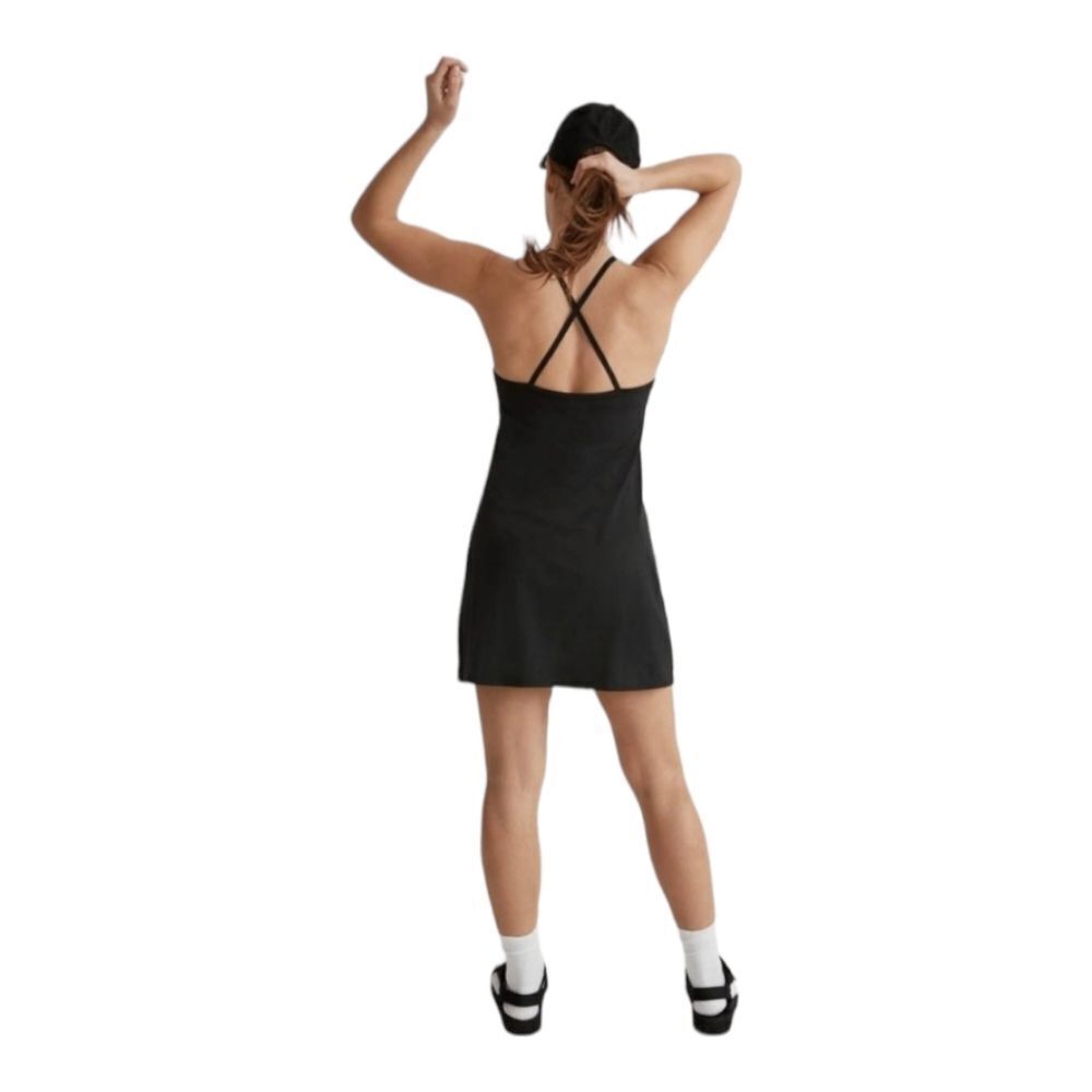 Madewell Nwt Flex Activewear Crossback Dress With Built In Shorts Sz S In Black